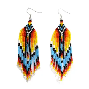 NATIVE STYLE ETHNIC BEADED HANDMADE FASHION HOOK EARRINGS E61/4
