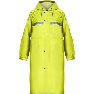 Coralrain Long Hooded Raincoat - Heavy-Duty Outdoor, Water-Resistant, Weatherproof Material, PVC Vinyl - Safety Emergency Rain Jacket Poncho for Adults, Heavy-Duty Outdoor Raincoats, Water Resistance Raincoats