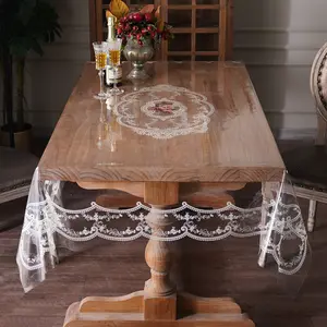 Artbloss Clear Table Cover Protector Plastic Vinyl Table Cloth Oil Spill Proof Plastic Tablecloth for Dining Tables Parties Holidays