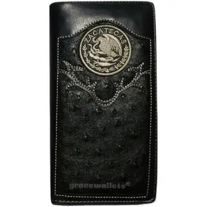 Zacatecas Men's Western Bifold Wallet Black Checkbook Style