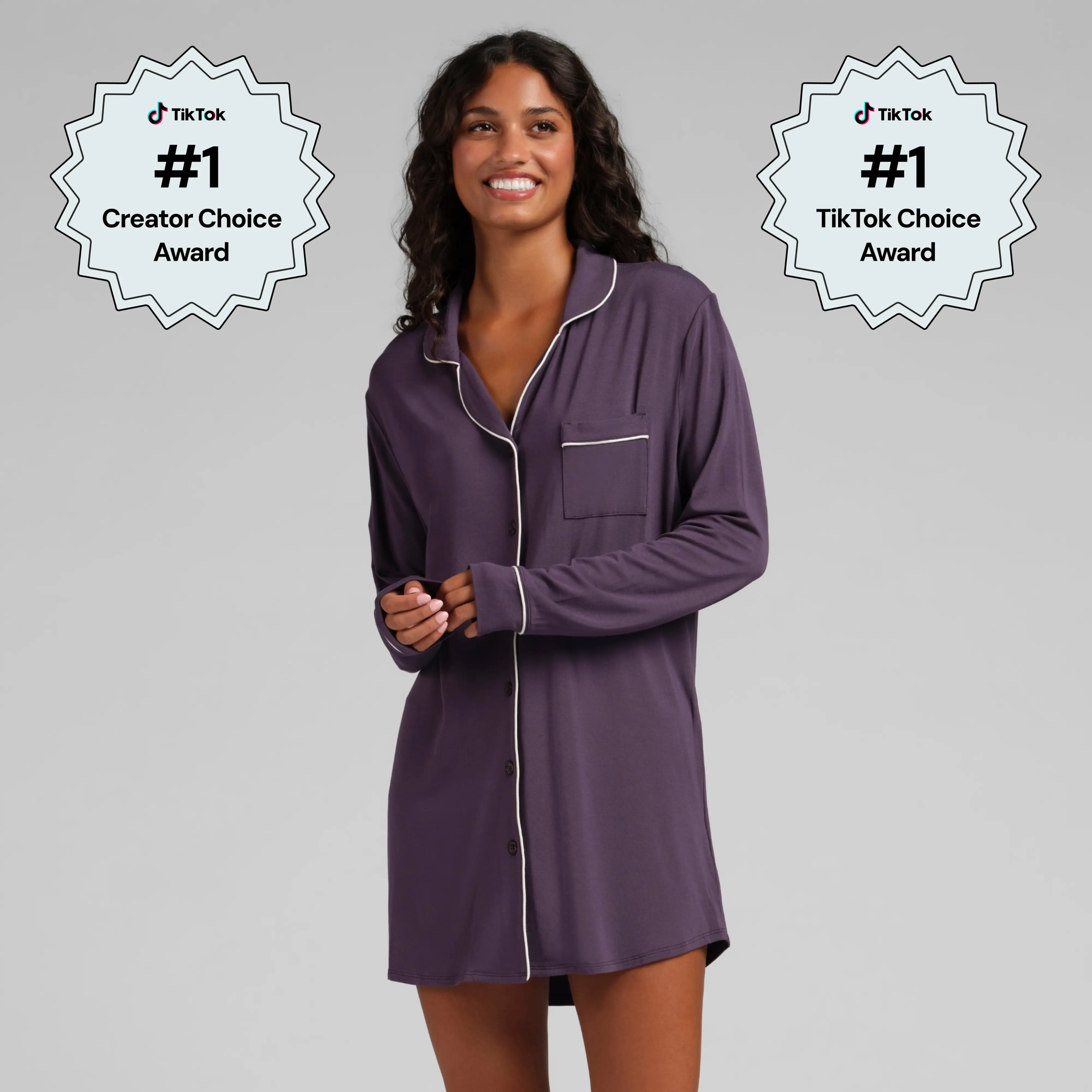 Comfrt | Luna Lounge Sleep Shirt | Soft Modal Long Sleeve Sleep Shirt Women Loungewear
