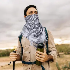 Unisex 100% Cotton 6-Way Wear Shemagh Keffiyeh Scarf - Sunproof, Windproof, Breathable Lightweight Convertible Western-Style Outdoor Gear for Hiking, Travel, 100% Cotton Scarves