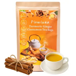 120 Bags Premium Turmeric Ginger Cinnamon Tea, Improve Digestion, Support Brain, Weight, Skin and Sleep, Eco-Conscious Tea Bags and Premium Natural Ingredients. Turmeric Ginger Herbal Tea. No Sugar, No Caffeine, No Gluten, Vegan. organic