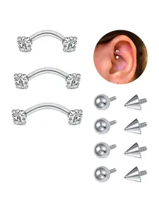 16g Rook Earrings, 16g Eyebrow Jewelry, 16 Gauge Eyebrow Rings, Bridge Surface Tragus Jewelry, Curved Barbell Vertical Labret Jewelry, Replacement Balls Spikes, Flat Pierced Jewelry