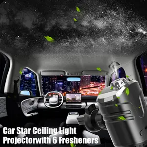 Starry Sky Car Projector with Air Freshener, 6 Fragrance Options, Auto On/Off Vent Clip Decorative Light with Diffuser, USB Charging LED Car Accessory, 5V, Rechargeable, for Motor Vehicles Automotive Aroma Scented Floral Car Aromatherapy Machine