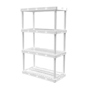 Gracious Living 4 Shelf Knect-A-Shelf Ventilated Light Duty Storage Unit, White Kitchen Organiser