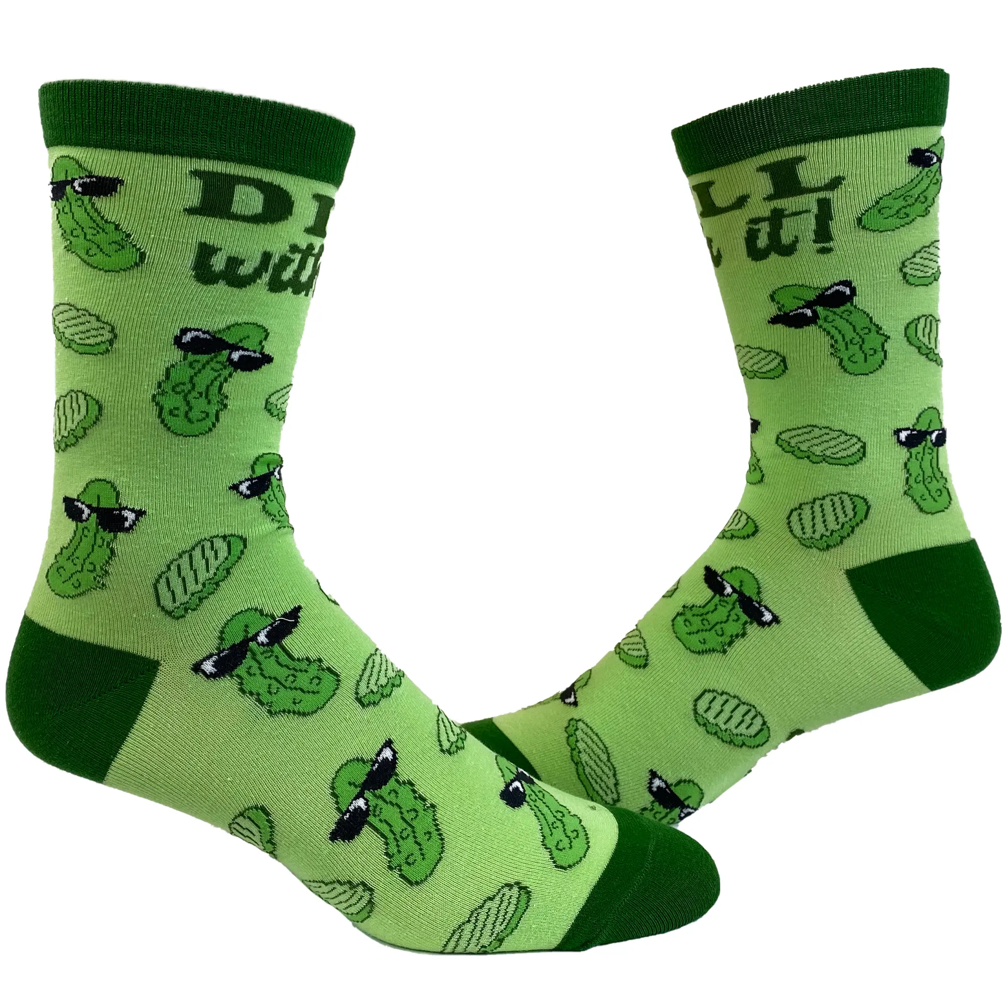 Mens Dill With It Socks Hilarious Pickle Humor Graphic Novelty Footwear Funny Graphic Socks Comfortable Fitted Spandex Cotton