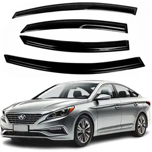 Fits Hyundai Sonata 2011 2012 2013 2014 Acrylic Safe Smoke Window Visor Set - Sun, Rain, and Vent Protection, 4-Piece Tape-On Window Deflector Guard Kit, 2mm Thickened