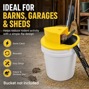 Mouse Rat Trap Flip, Mouse Traps Indoor for Home, Multi-Catch, Auto-Reset, Humane or Lethal Rat Trap - ABS Material -Reusable Mouse Trap, Slide Mouse Trap Lid Mouse Trap, Mouse Traps Bucket, for indoors, outdoors, barn, workshop, chicken coop or garden