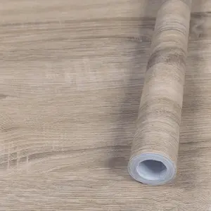Wood Grain Pattern Waterproof Vinyl Wall Sticker, Self-Adhesive PVC Peel and Stick Wallpaper Designs for Kitchen Cabinets & Doors, Easy DIY Decoration