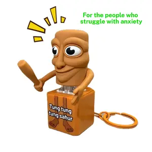 Tung Tung Sahur Fidget Keychain - Chimpanzee Bananini Tralalero Tralala Shark Fidget Toys, Italian Voice Fidget Toy with LED-Light Portable & Compact Design for Adults Kids Stress Relief Gift