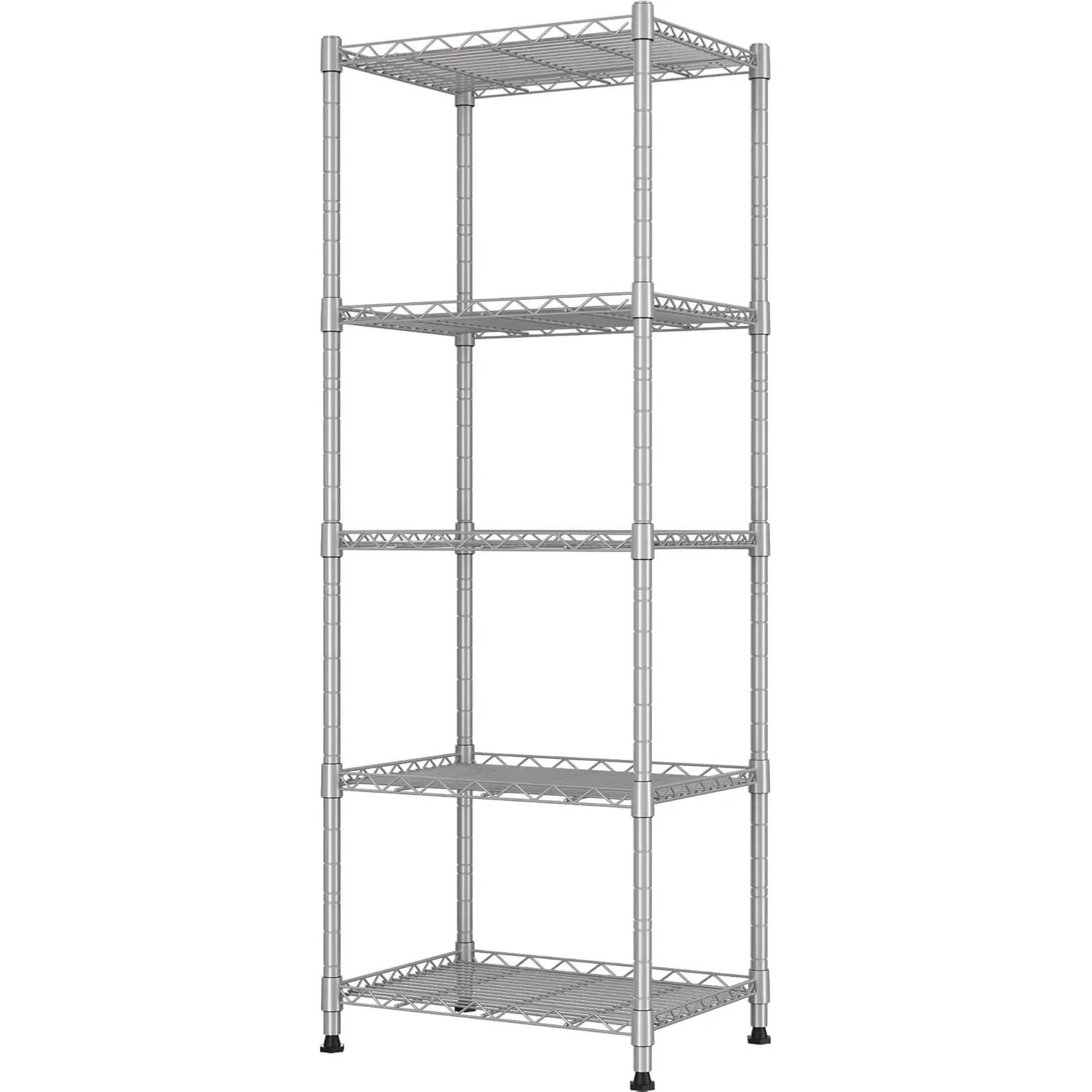 5-Wire Shelving Metal Storage Rack Adjustable Shelves,Standing Storage Shelf Units for Laundry Bathroom Kitchen Pantry Closet(Silver,11.8" D X 16.6" W X 53.5" H) REGILLER