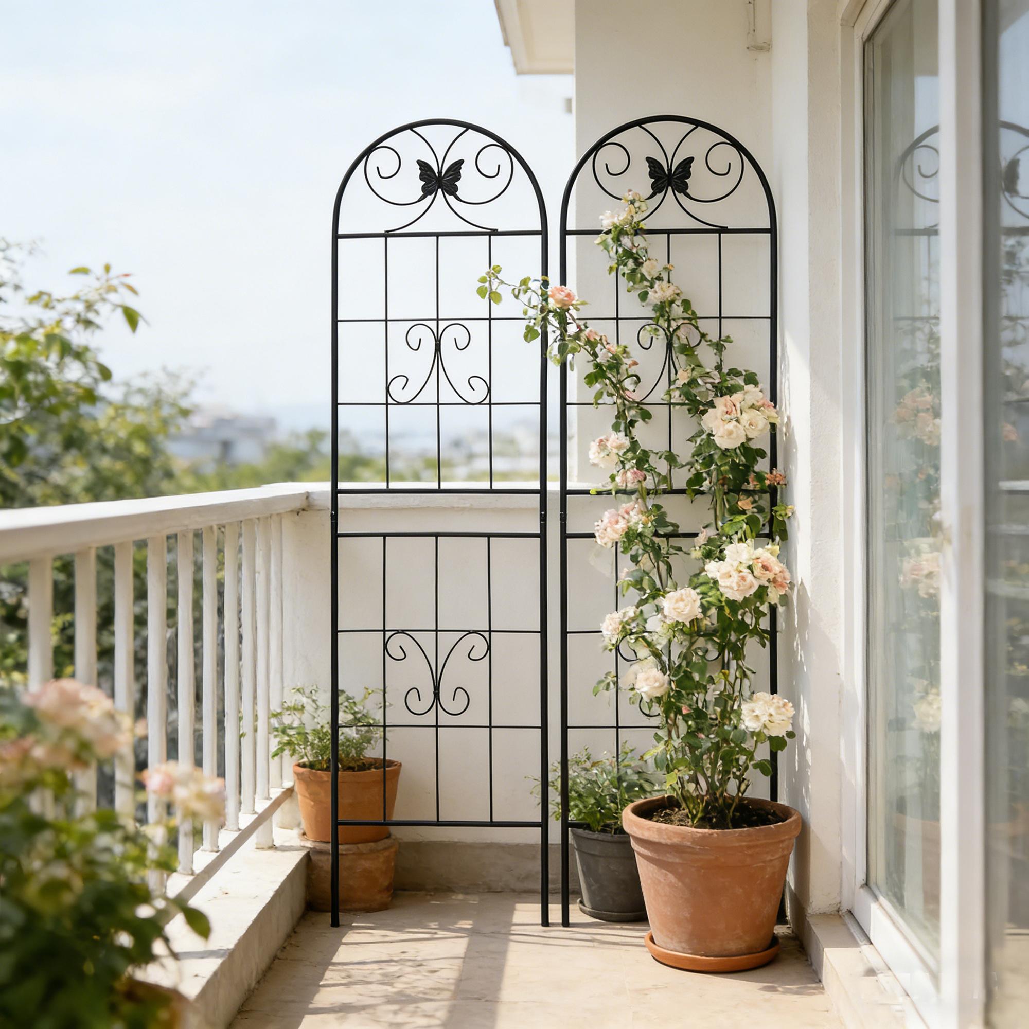 2/4 Pack Metal Garden Trellis 71" x 19.7" Rustproof Trellis for Climbing Plants Outdoor Flower Support Black