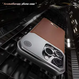 For Magsafe Leather Borderless Aroma Cooling Case For iPhone 17 16 15 14 13 12 11 Pro Max Plus 17 Air 16E Magnetic Back Cover