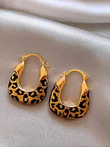 1980s Retro Leopard Print Hoop Earrings, Plated Luxury Statement Jewelry, Perfect Gift for Women, Elegant Accessory, All Seasons Wear