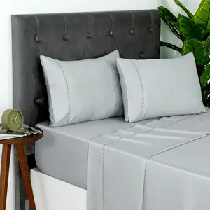 Tencel Sheets , Tencel Lyocell Sheet Set, Eucalyptus Sheets, Soft, Peached, Non Slip & Cooling Sheet for Hot Sleepers,  Sheet Set, 16" Deep Pocket - 4 count ( Chip)