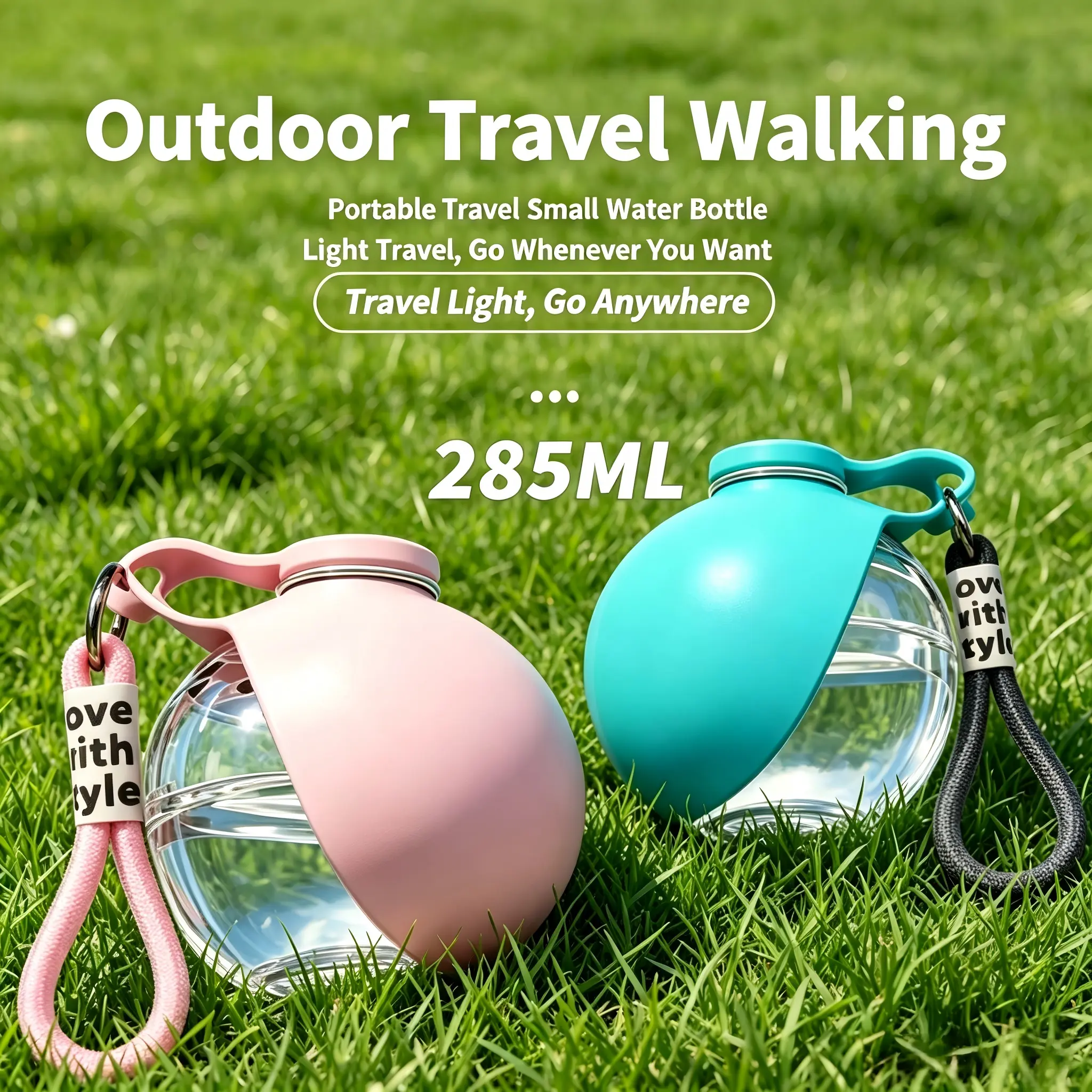 Portable Dog Water Bottle - Food Grade, Leak-Proof, Mess-Free 285ML BPA-Free Dispenser, Pet Travel Water Bowl for Walking, Hiking, Small Breeds
