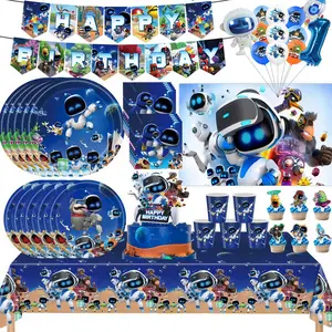 Robot Birthday Party Decoration Boy Game Favors Tableware Plate Tablecloth Cake Topper for Kids Party Gifts Baby Shower Supplies