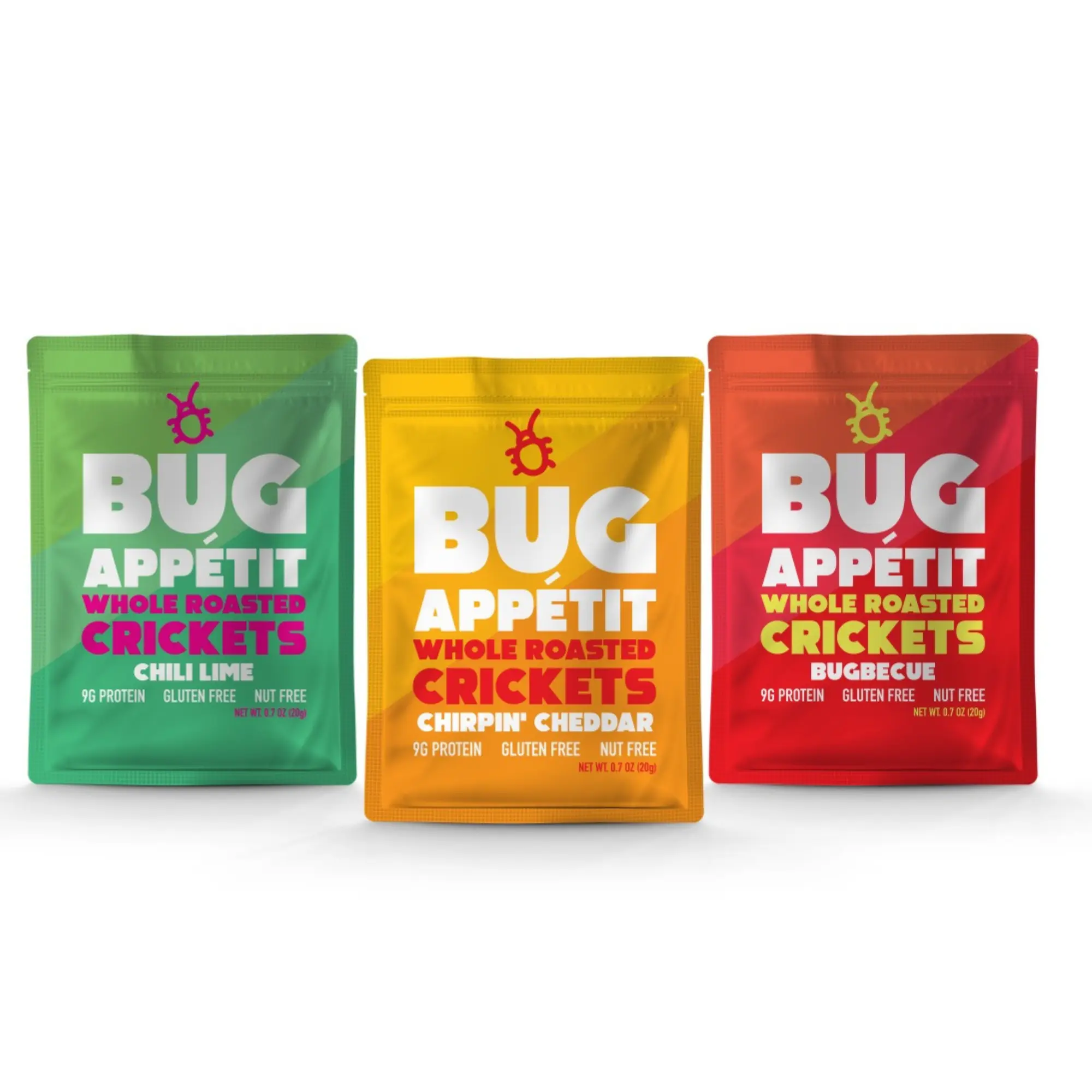 Bug Eppetit Whole Roasted Crickets Variety Cricket Snack Pack (BBQ, Cheddar, Chile Lime) | 7g of Protein | Gluten Free | Nut Free
