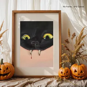 Vintage Cat Pattern Unframed Painting, 1 Count Gothic Canvas Wall Art, Wall Decor for Home Living Room Bedroom Office, Ornaments