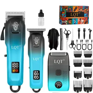 LQT Men's Electric Grooming Kit – includes an electric shaver, detail trimmer, and powerful hair clipper. Equipped with an LED power display and supports USB charging, it is an ideal gift for friends and family.