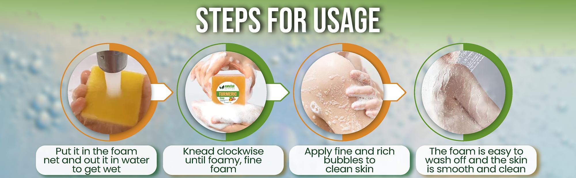 AMVital Turmeric Soap Bar (2 Pack) Facial & Body Soap Handmade Dark Spots, Smooth Skin,  Body Care Comfort Body Care Comfort natural skincare