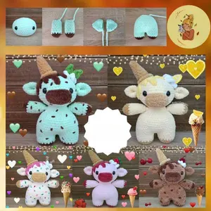 Ice Cream Cows Crochet - Handmade Amigurumi for Gifting and Collectors crochet highland cow