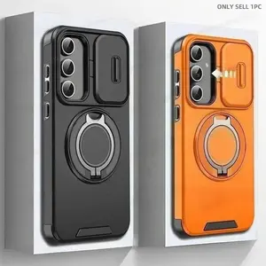 Case For Samsung Galaxy S26 S25 S24 S23 S22 S21 Ultra Plus S25 Edge S25FE S24FE Slide Camera Protect Magnetic holder Armor Cover