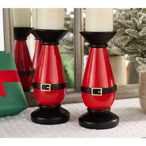 Set of 2 10" Santa's Suit Pedestals by Valerie