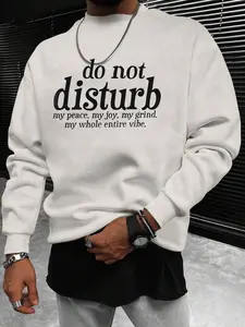 Simple Round Neck Long Sleeve Sweatshirt, Trendy Letter Print, Casual Comfortable Daily Wear, Fitted Graphic Top for Fall & Winter, Graphic Sweatshirts