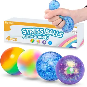Stress Balls Set, Squishy Stress Ball, 4 Pack Squeeze Ball for Adults, Squeeze Ball for Adults Stress Relieve, Autism Hyperactivity, Stress Relieve, Increase Entertainment