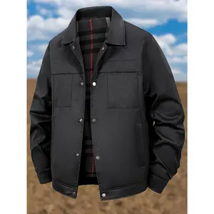 Bmuvlss Men'S Windproof Thermal Jacket - Heavy-Duty Winter Coat with Zipper Closure, Stand Collar & Multiple Pockets - Cold Weather Outerwear for Hiking, Camping, Everyday - Black Jacket for Outdoor Activities, Hiking Gear, Reinforced Pocket Design, Campi