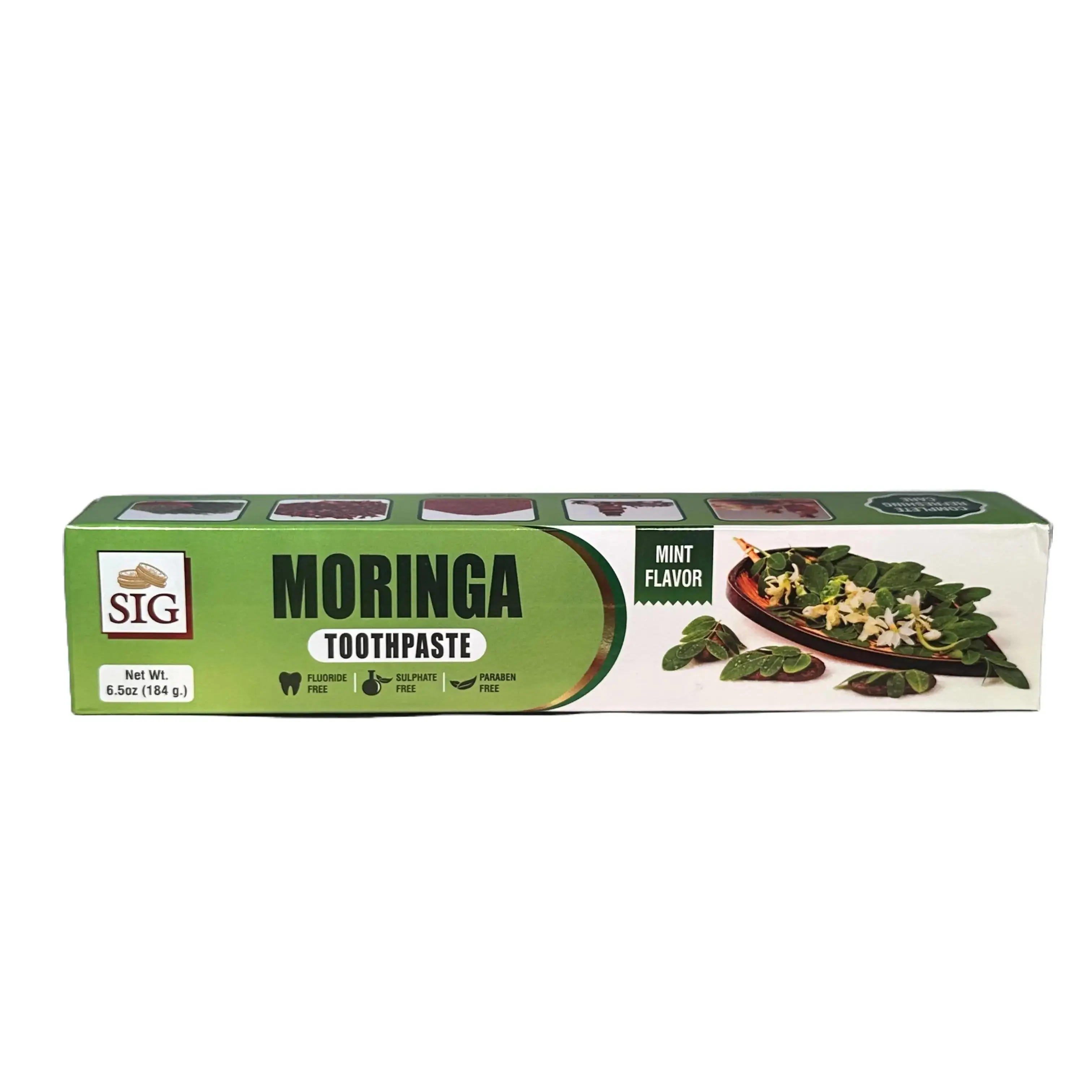 SIG Organic Moringa Toothpaste 6.5oz Natural Herbal Fluoride Free Whitening Care Oral Health Mint Flavor