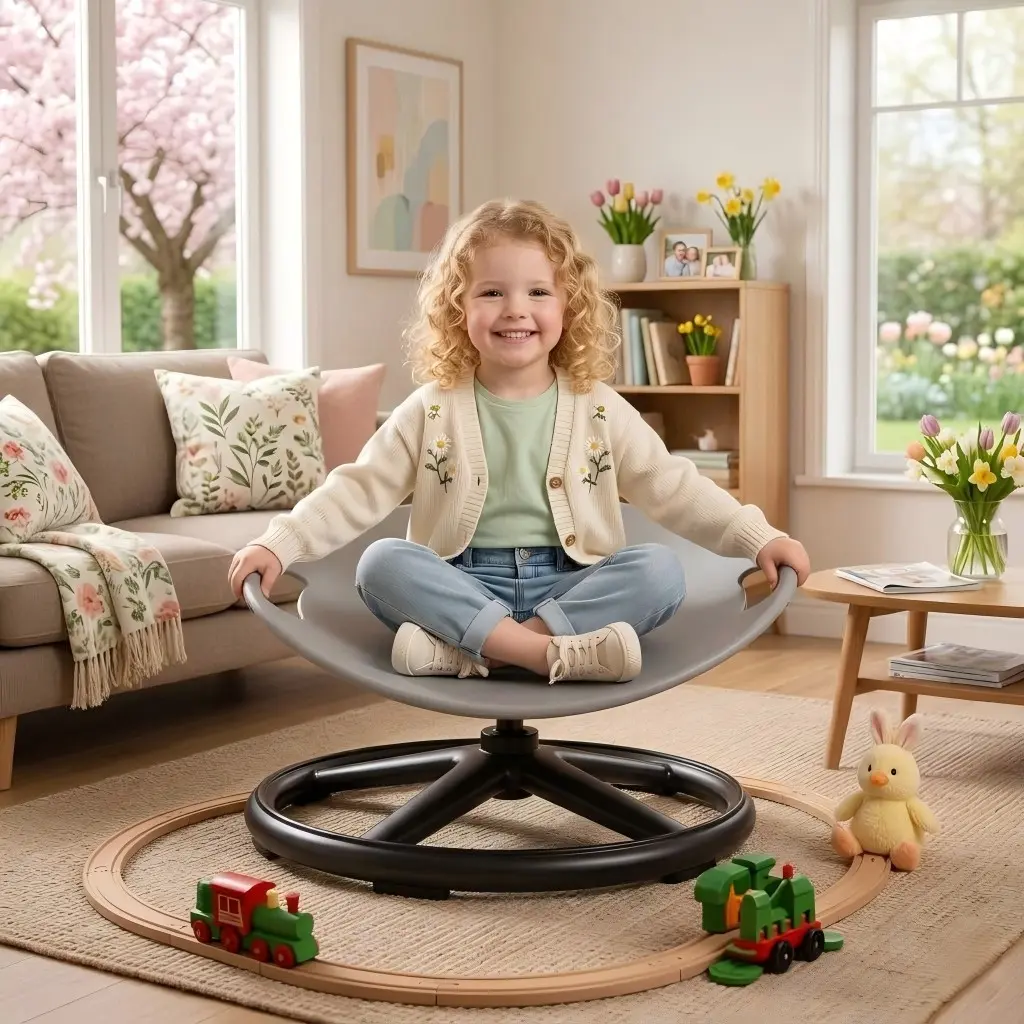 Rotating Swivel Chair, Sensory Spinning Chair, Round, for Autistic Children (Aged 3-18), 220-pound Weight Capacity, Sensory Toy for ADHD/Autism, Sit and Spin to Soothe Body and Mind, Improve Concentration and Physical Balance, Home