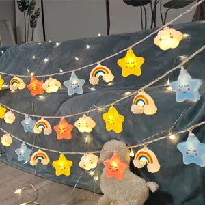 Cute USB LED string lights in the shape of stars, rainbows, and clouds to decorate your home, bedroom, or living room, super pretty, and can be taken camping.