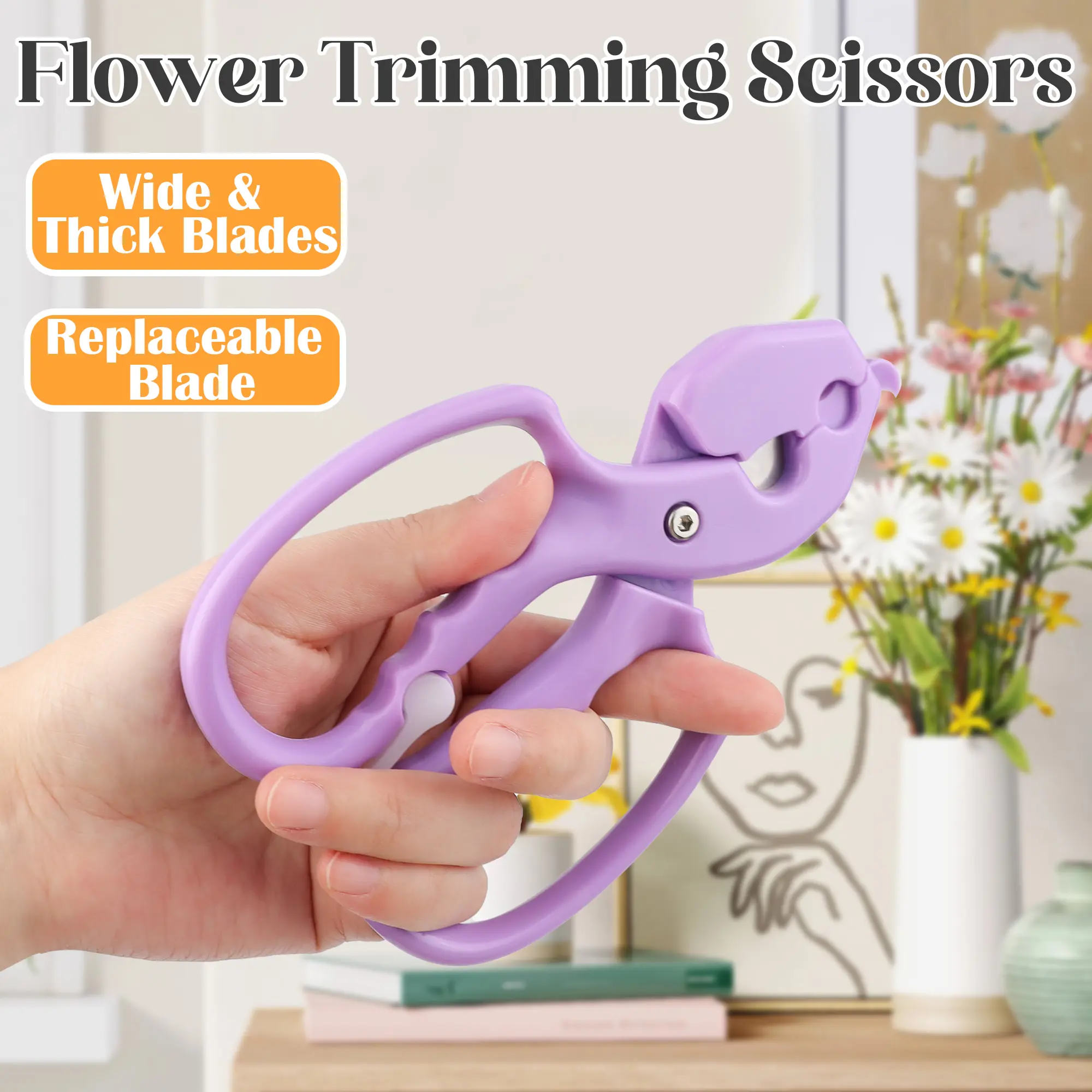 1-Count Stainless Steel Floral Scissors - Sharp Blade Garden Pruning Shears for Home, Fresh Flowers and Stem Cutting