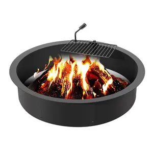 fathersdaygift VEVOR Fire Pit Ring, Fire Pit Insert with Barbecue Fire Ring, 40-In Outer/36-In Inner Diameter, 8.5in Height, Carbon Steel Liner DIY Campfire Ring above/In-Ground, for Outdoor Camping, Bonfires