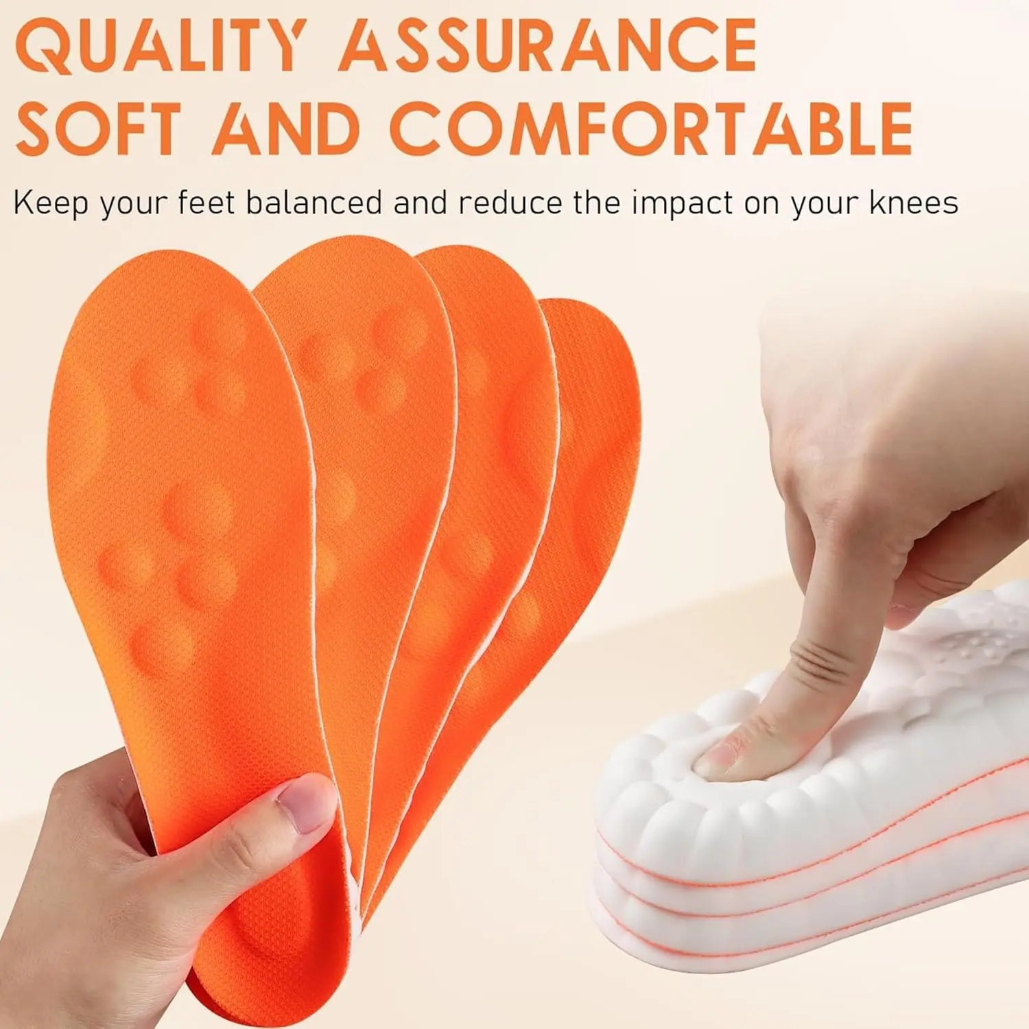 Active 4D Cloud Arch Support Shoe Insoles, 1pc Athletic Memory Foam & PU Footwear Inserts for All-Season Comfort