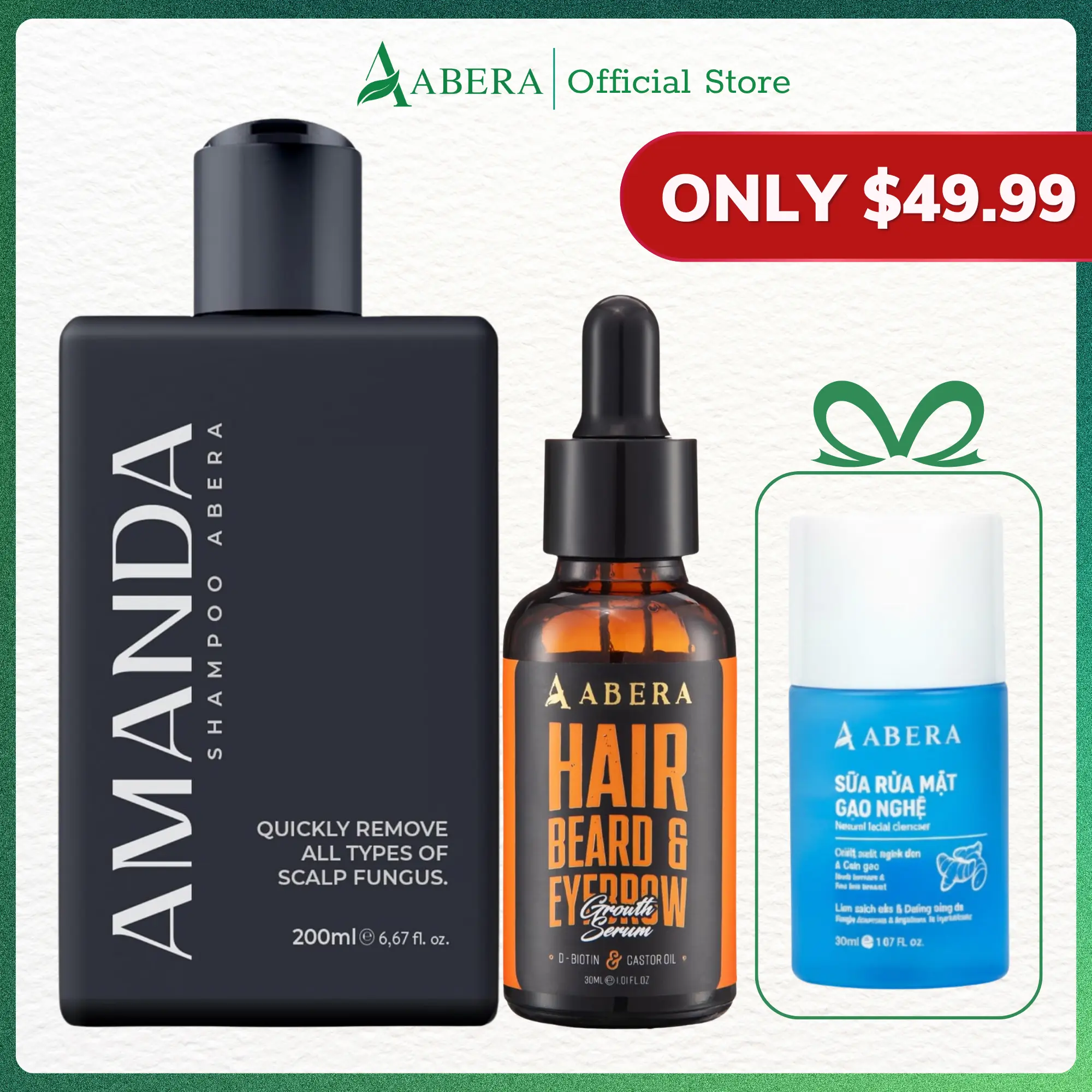 Combo Amanda Shampoo & Abera Hair Growth Serum - Abera Combo for Stronger Hair & Healthier Scalp Conditioner Haircare Restore Comfort