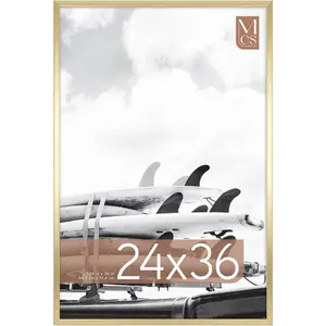 Foundation 24x36 Poster Frame Traditional Brass, Vertical & Horizontal Wall Hanging Large Picture Frame for Photos, Posters & Art Prints (1-Pack)