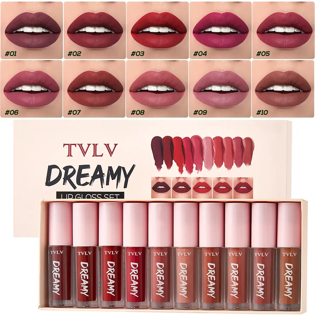 Velvet matte Liquid Lip gloss set, Lip Products with intensely pigmented, long-lasting waterproof, lightweight and natural lip effect