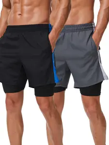 2 Pack Mens Runing Shorts quick drying 2 in 1 Sport Shorts Lightweight Gym Shorts Breathable Workout Training Shorts with Pockets