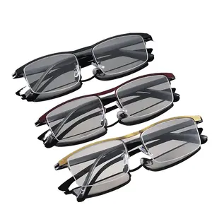 2026 New 3 Pairs 2-in-1 progressive multi‑focus metal semi‑rim reading glasses-classic and stylish; dual function; available in three colors; includes glasses case