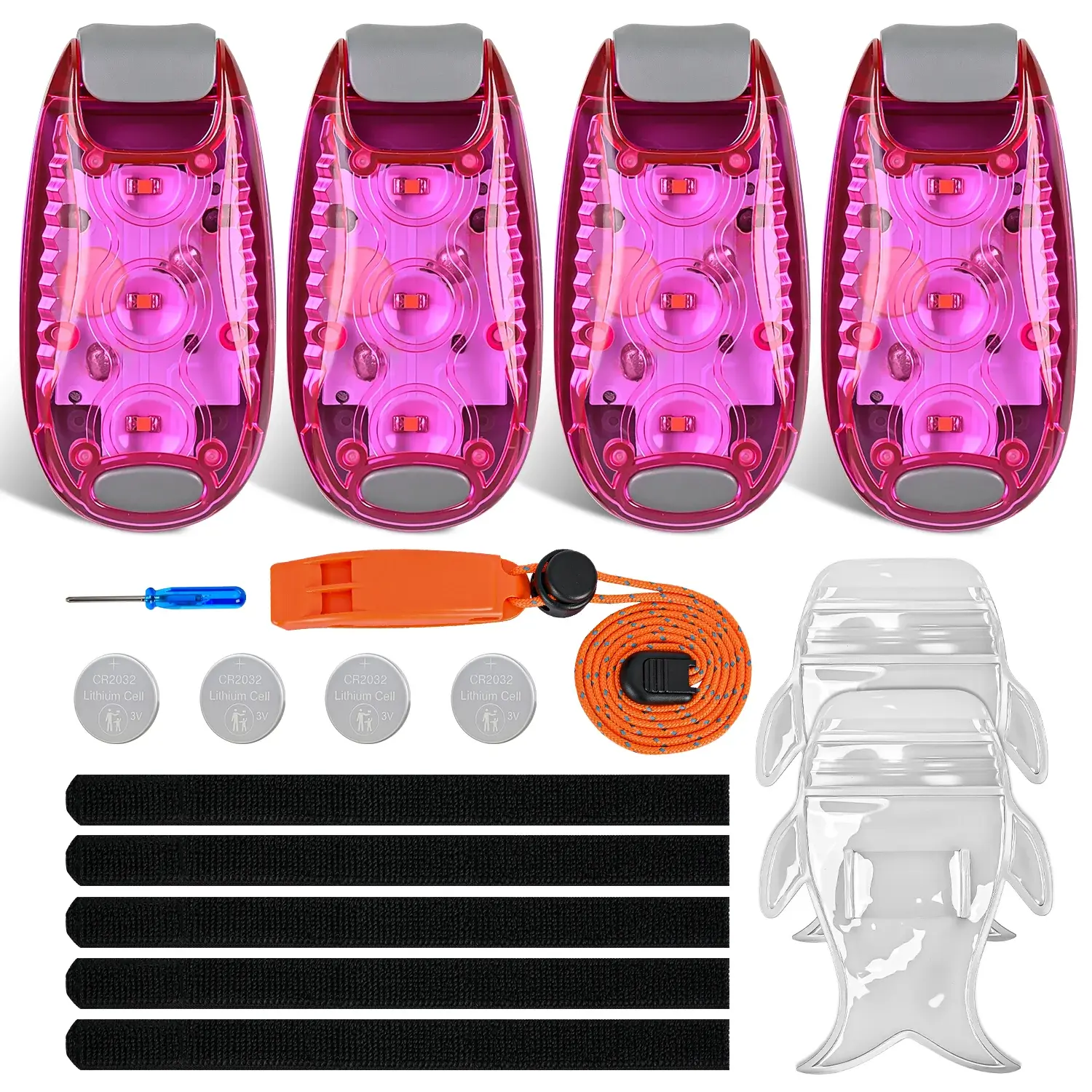 Nilight 4-Pack Pink Clip-On LED Safety Lights - LED Chips, 3 Modes, Waterproof, Reflective Gear, Portable Tape, Long-Lasting Battery, Universal Fit Cycling Equipment for Night Cycling, Boat Navigation, Night Activities (Strobe Included), Led Light, Alarm