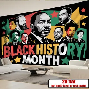 Summervibes 1PC 2D Flat Black History Month Polyester Tapestry - African Culture Party/Event Decoration, Photo & Live Streaming Backdrop, Home Bedroom Decor for Living Room Hanging