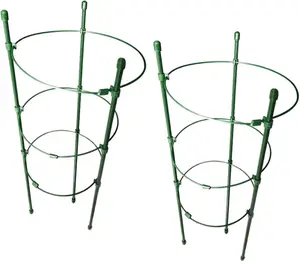 [Deals For You] Summer garden Vine Trellis Support 17.7" Flowers Plants Cage Triple Plastic Pillar with Iron Rings Vine Plants Holder Stand Small Pot Plant Trellis for Home Garden Balcony(Pack of 2)