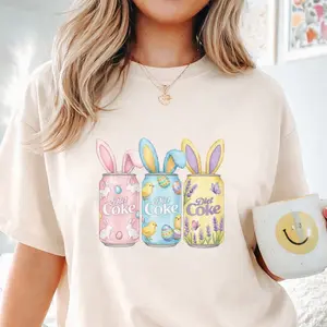 [Sale Up To 50%] Comfort Color Easter Diet Coke Shirt, Easter Drinking T-shirt, Bunny Easter Soda Tee, Trendy Cotton Fabric