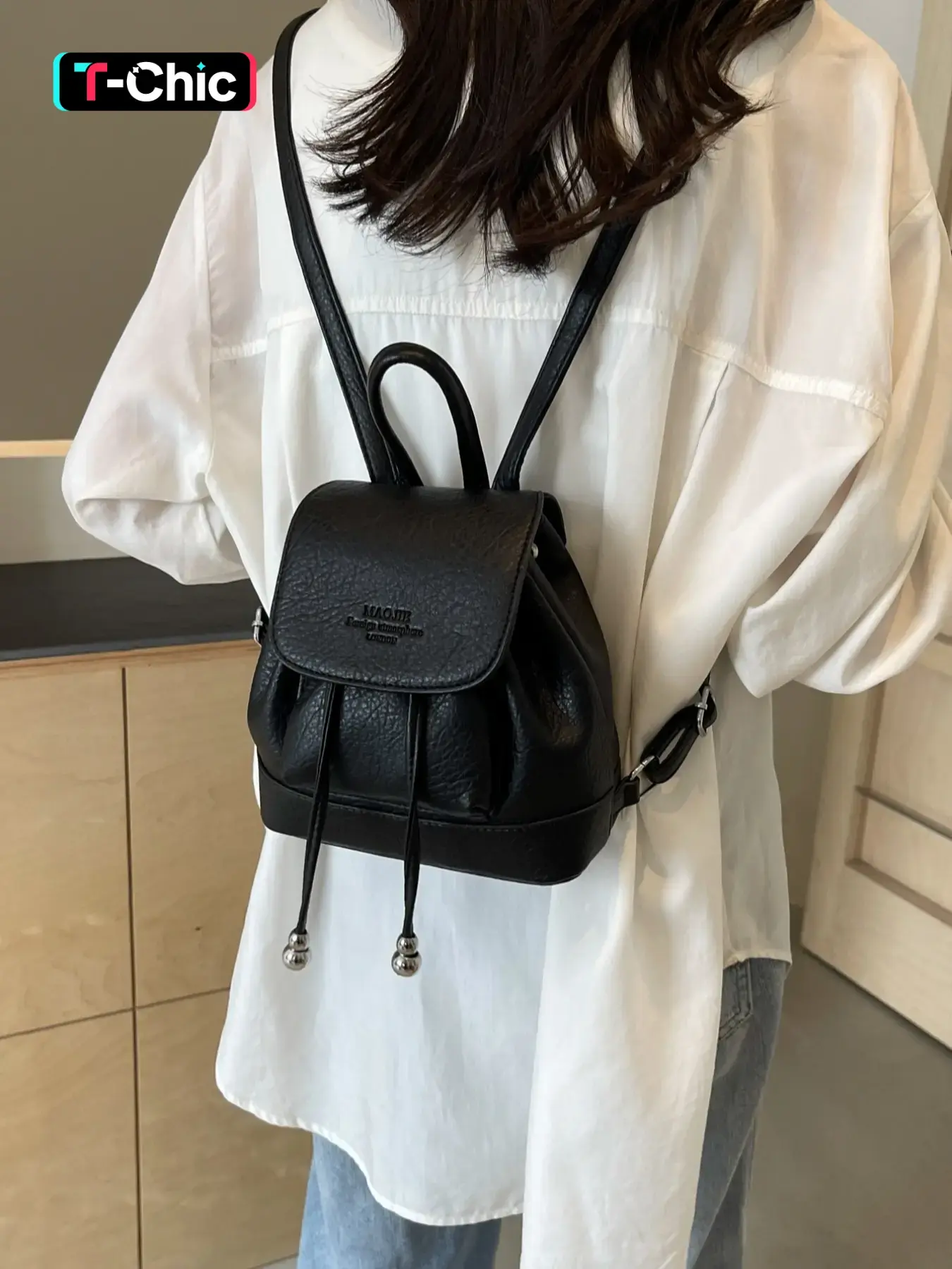 Women's Solid Color Bucket Bag Backpack, Fashionable Pu Leather Backpack for Daily Used, Casual Trendy Versatile High-quality Daily Commuting Bag Backpacks Women, Everyday Use Backpack