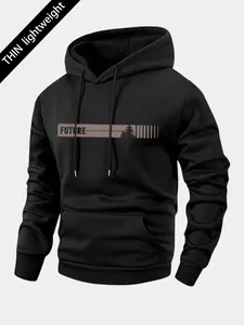 Men’s Lightweight Hooded Sweatshirt Coconut Tree Letter Print Long Sleeve Front Pocket Soft Fabric Trendy Casual Streetwear Perfect Gift for Husband Boyfriend Daily Wear Spring & Autumn Edition - Tropical