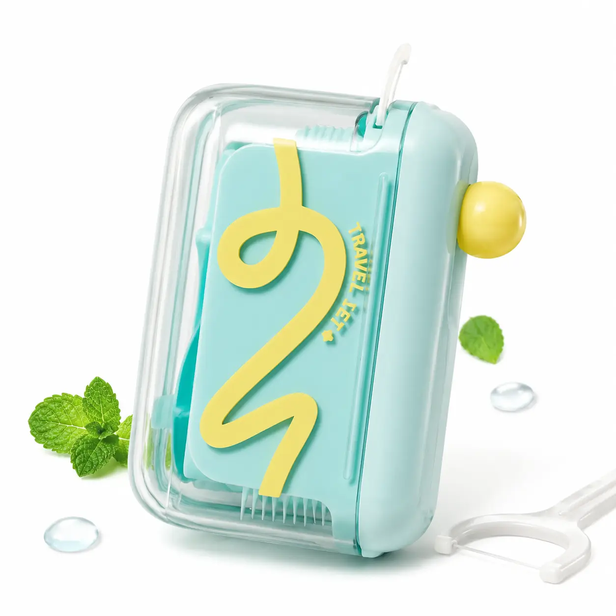 Travel-Sized Portable Automatic Pop-Up Dental Floss Dispenser, Dust-Proof Sealed Travel Floss Stick Storage Case for Daily Use & Outdoor Travel